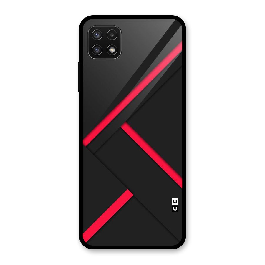 Red Disort Stripes Glass Back Case for Galaxy A22 5G