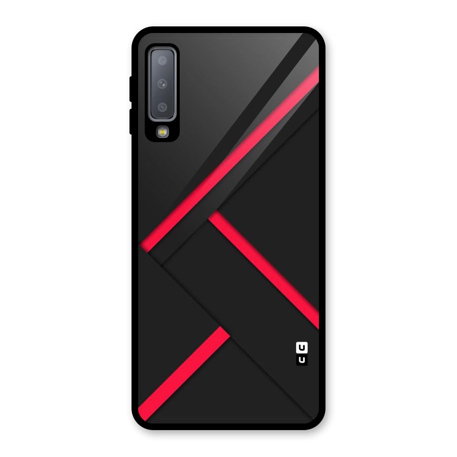 Red Disort Stripes Glass Back Case for Galaxy A7 (2018)
