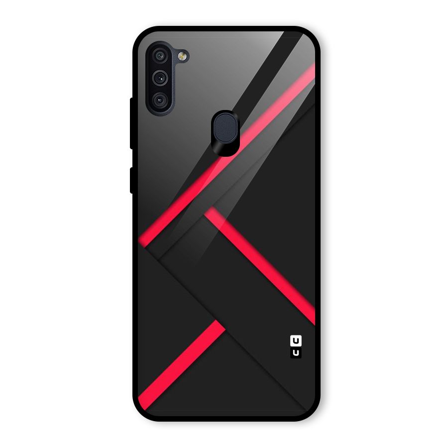 Red Disort Stripes Glass Back Case for Galaxy M11