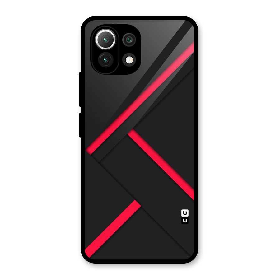 Red Disort Stripes Glass Back Case for Mi 11 Lite NE 5G