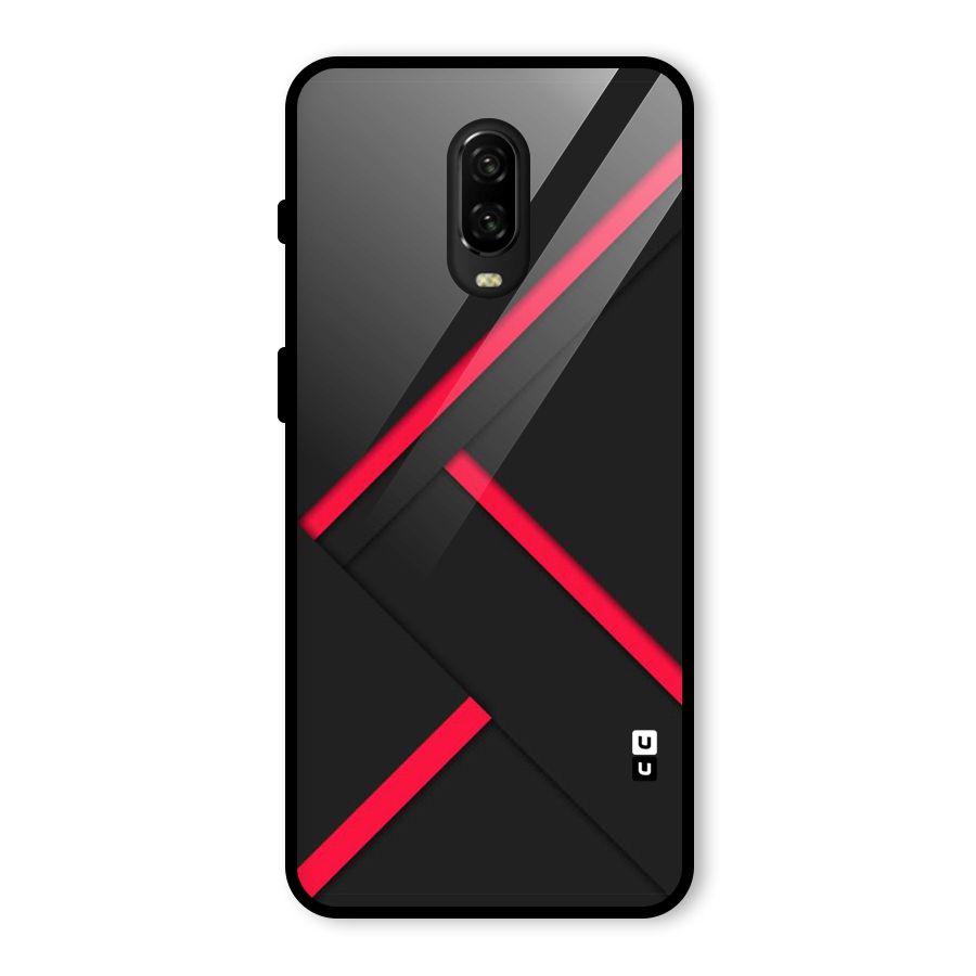 Red Disort Stripes Glass Back Case for OnePlus 6T