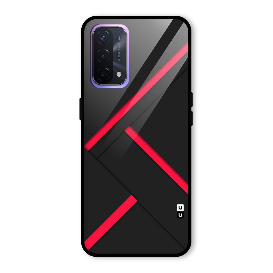 Red Disort Stripes Glass Back Case for Oppo A74 5G