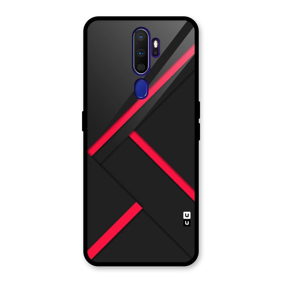 Red Disort Stripes Glass Back Case for Oppo A9 (2020)