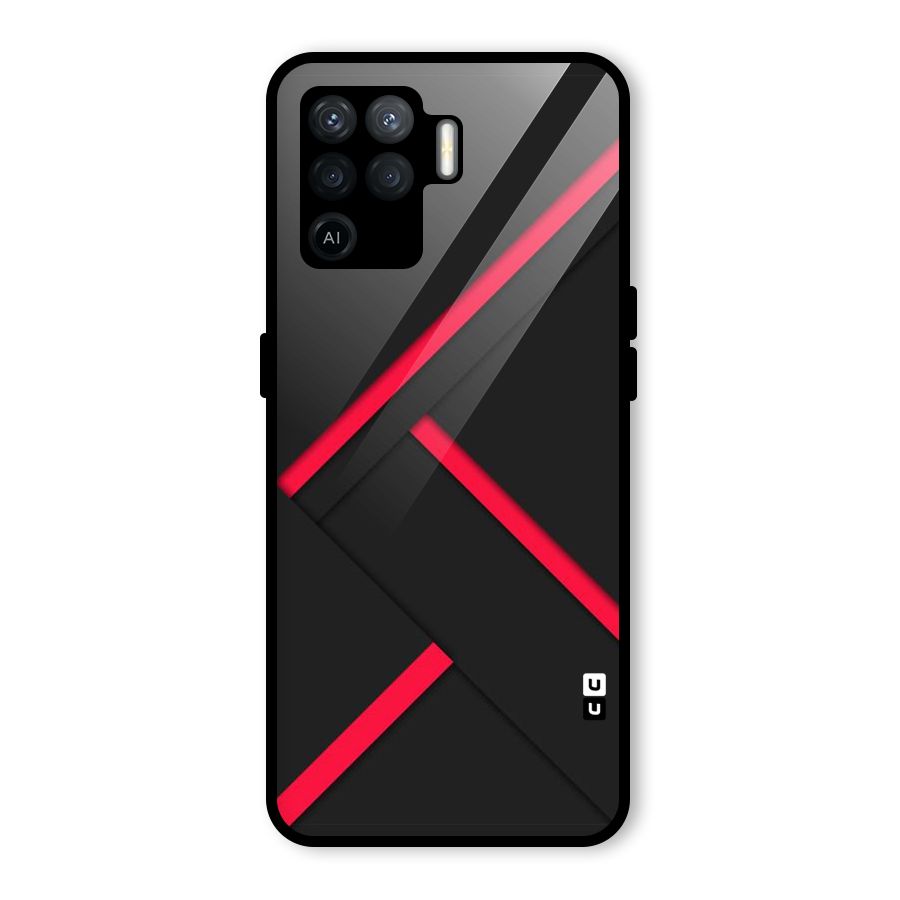 Red Disort Stripes Glass Back Case for Oppo F19 Pro