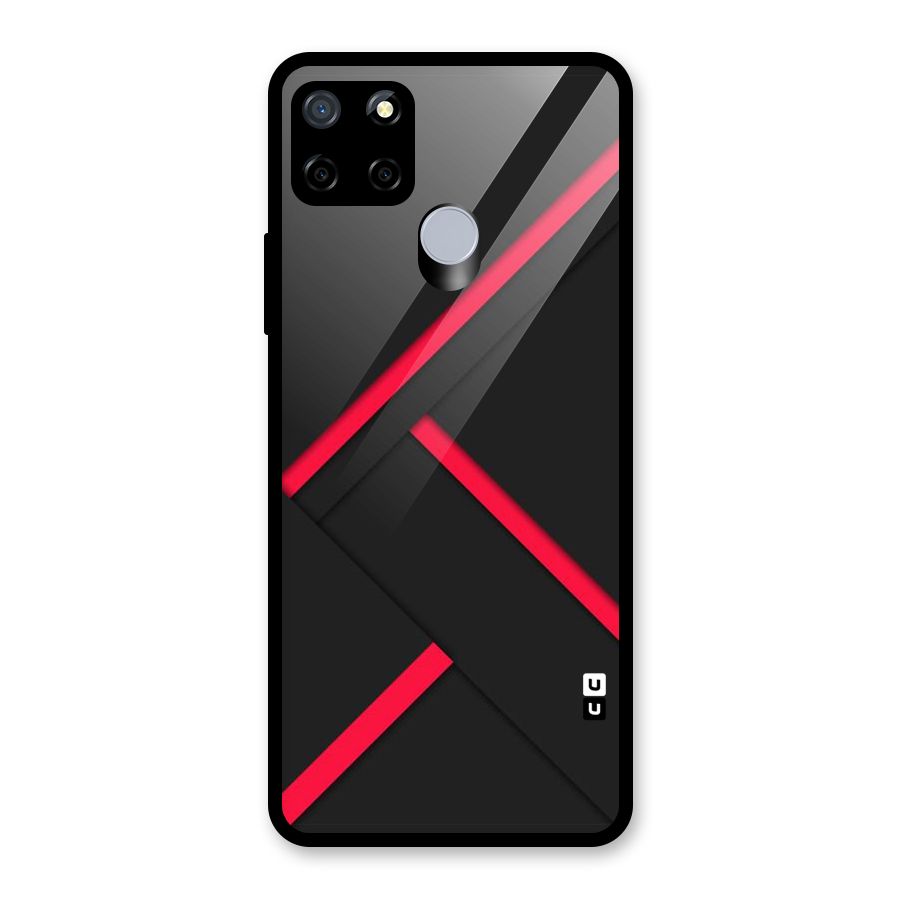 Red Disort Stripes Glass Back Case for Realme C15