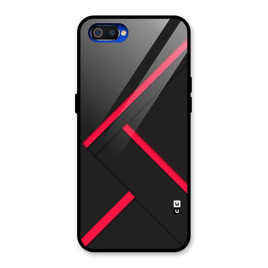 Red Disort Stripes Glass Back Case for Realme C2