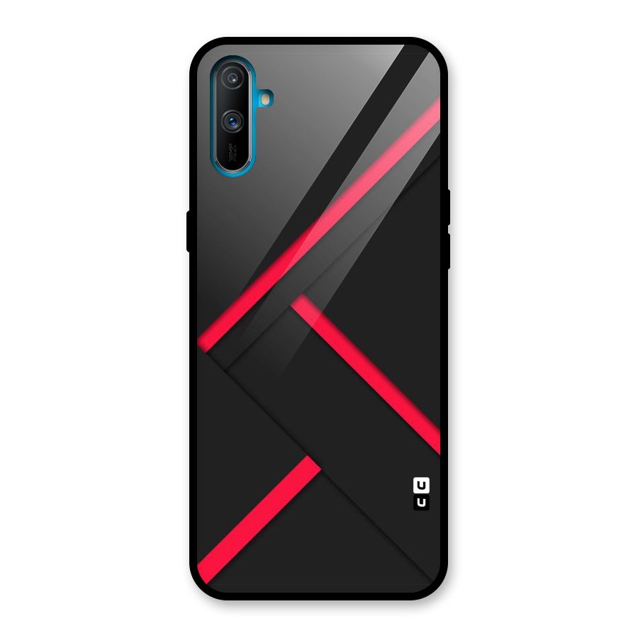 Red Disort Stripes Glass Back Case for Realme C3