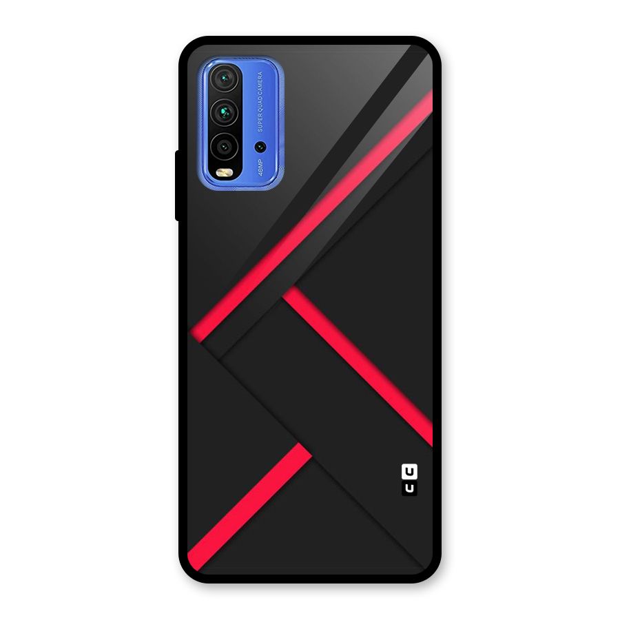 Red Disort Stripes Glass Back Case for Redmi 9 Power