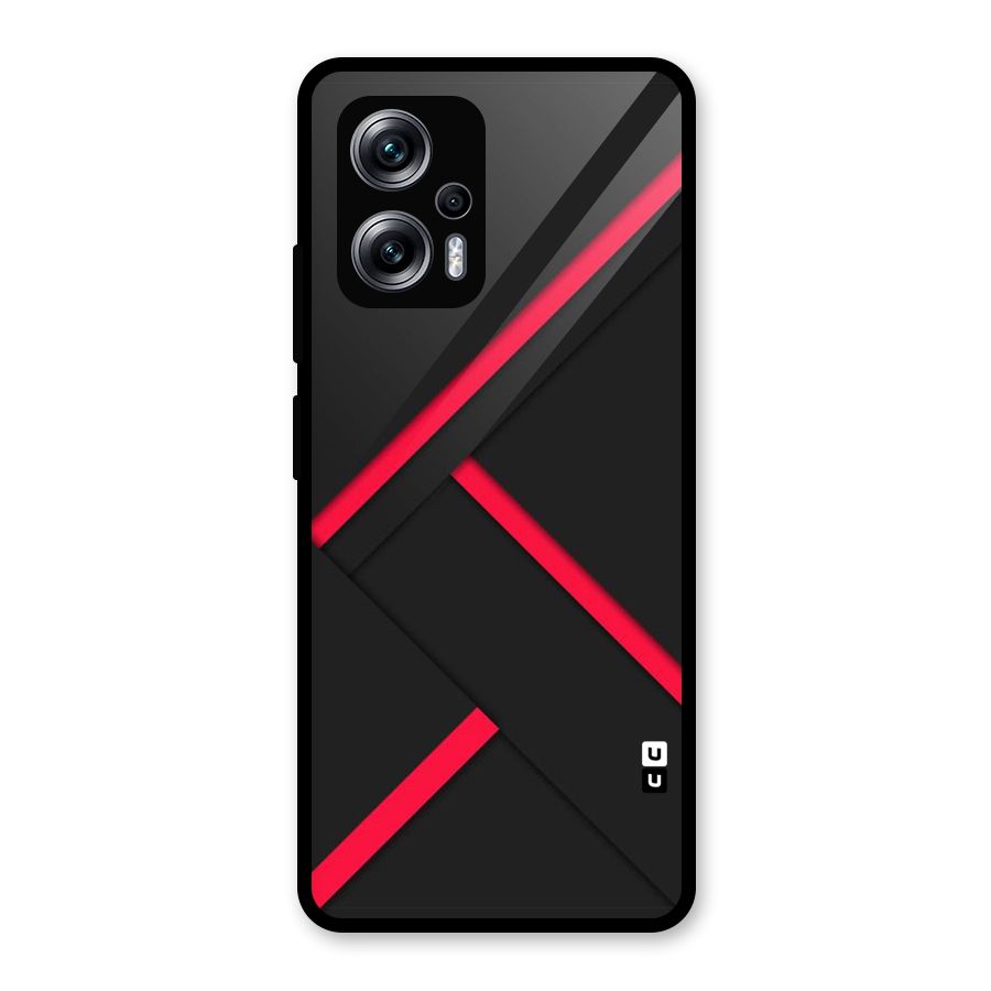 Red Disort Stripes Glass Back Case for Redmi K50i