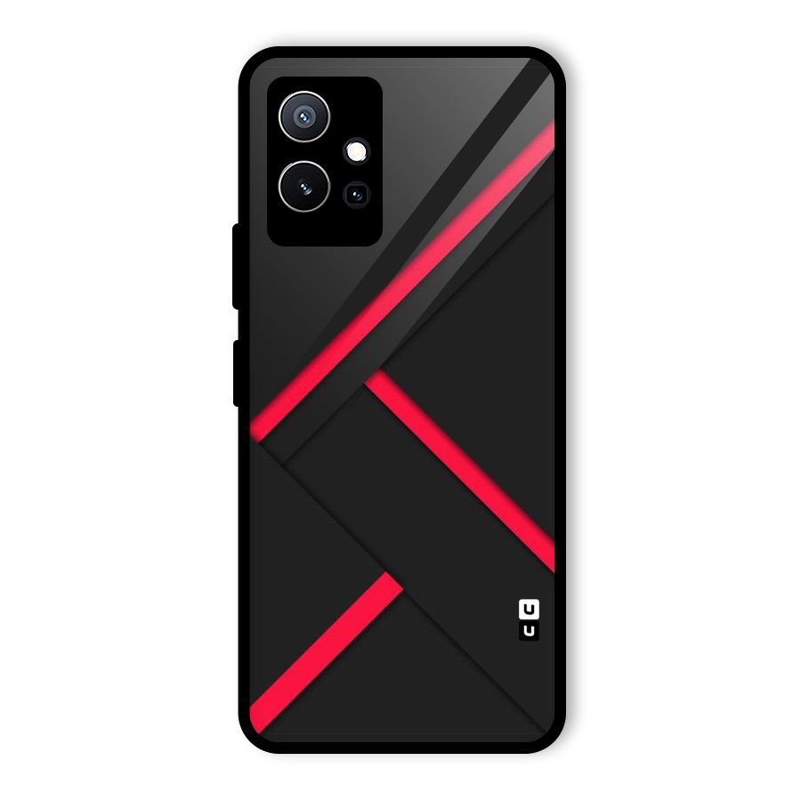 Red Disort Stripes Glass Back Case for Vivo T1 5G
