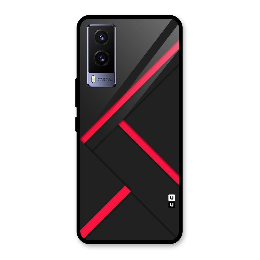 Red Disort Stripes Glass Back Case for Vivo V21e 5G