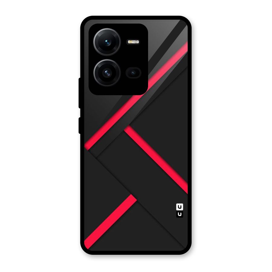 Red Disort Stripes Glass Back Case for Vivo V25