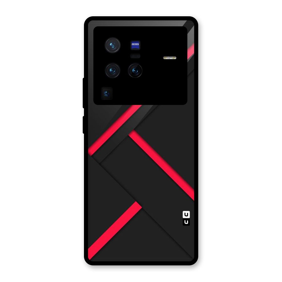 Red Disort Stripes Glass Back Case for Vivo X80 Pro