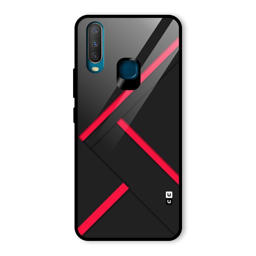 Red Disort Stripes Glass Back Case for Vivo Y12
