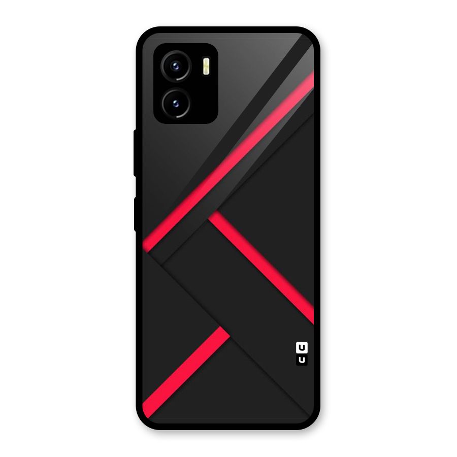 Red Disort Stripes Glass Back Case for Vivo Y15s