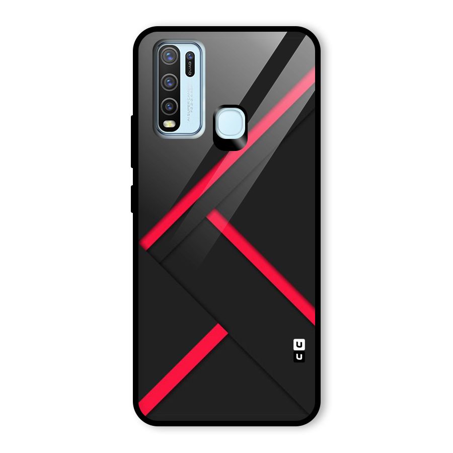 Red Disort Stripes Glass Back Case for Vivo Y50