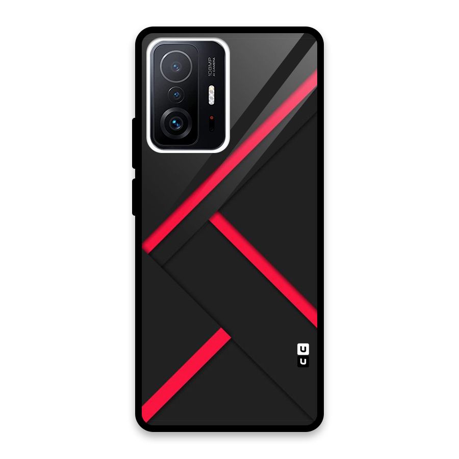 Red Disort Stripes Glass Back Case for Xiaomi 11T Pro