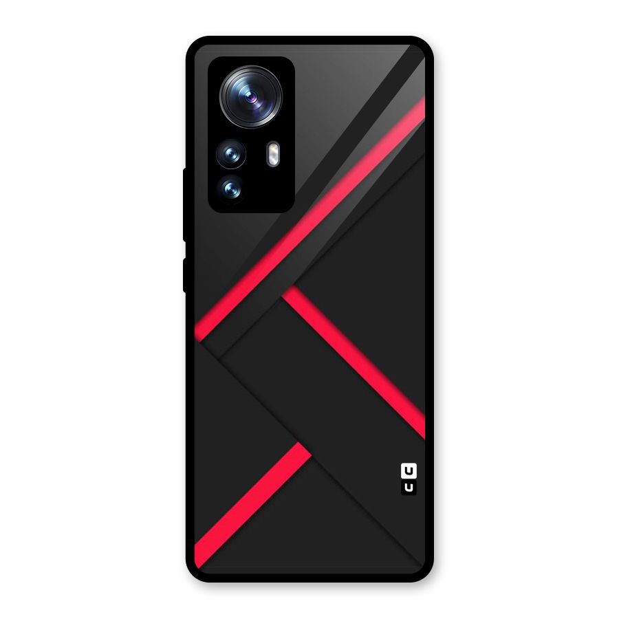 Red Disort Stripes Glass Back Case for Xiaomi 12 Pro