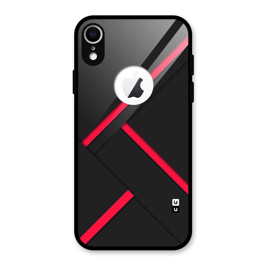 Red Disort Stripes Glass Back Case for iPhone XR Logo Cut
