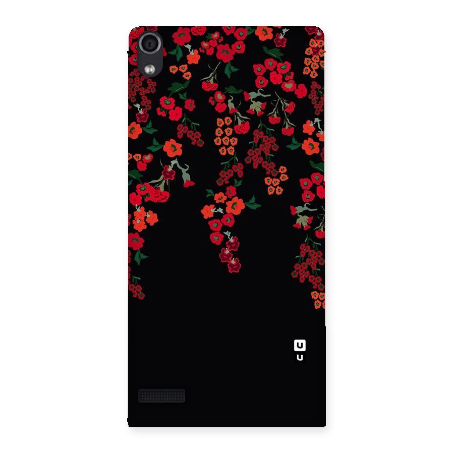Red Floral Pattern Back Case for Ascend P6