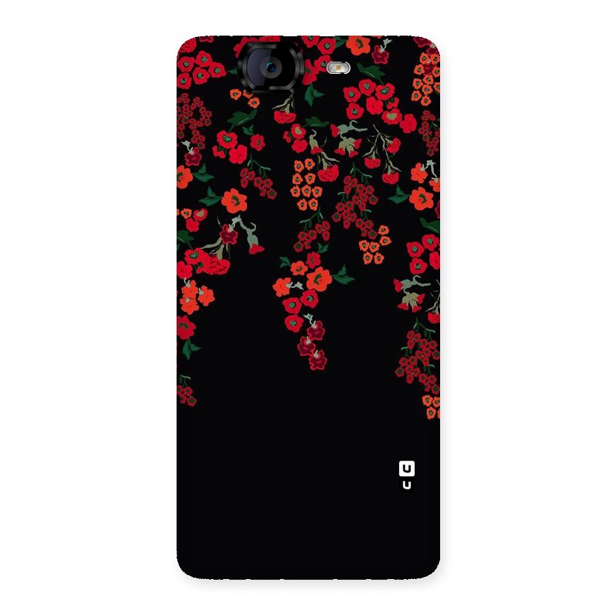 Red Floral Pattern Back Case for Canvas Knight A350