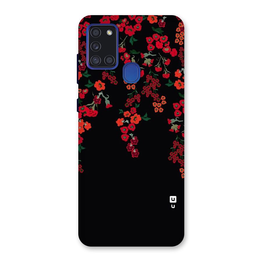 Red Floral Pattern Back Case for Galaxy A21s