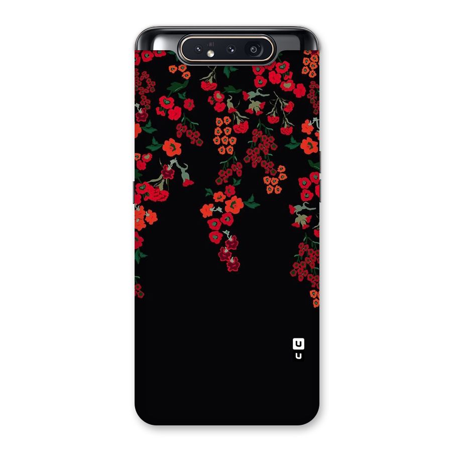 Red Floral Pattern Back Case for Galaxy A80