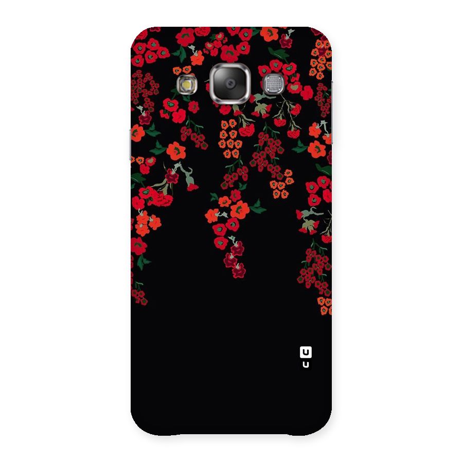Red Floral Pattern Back Case for Galaxy E7
