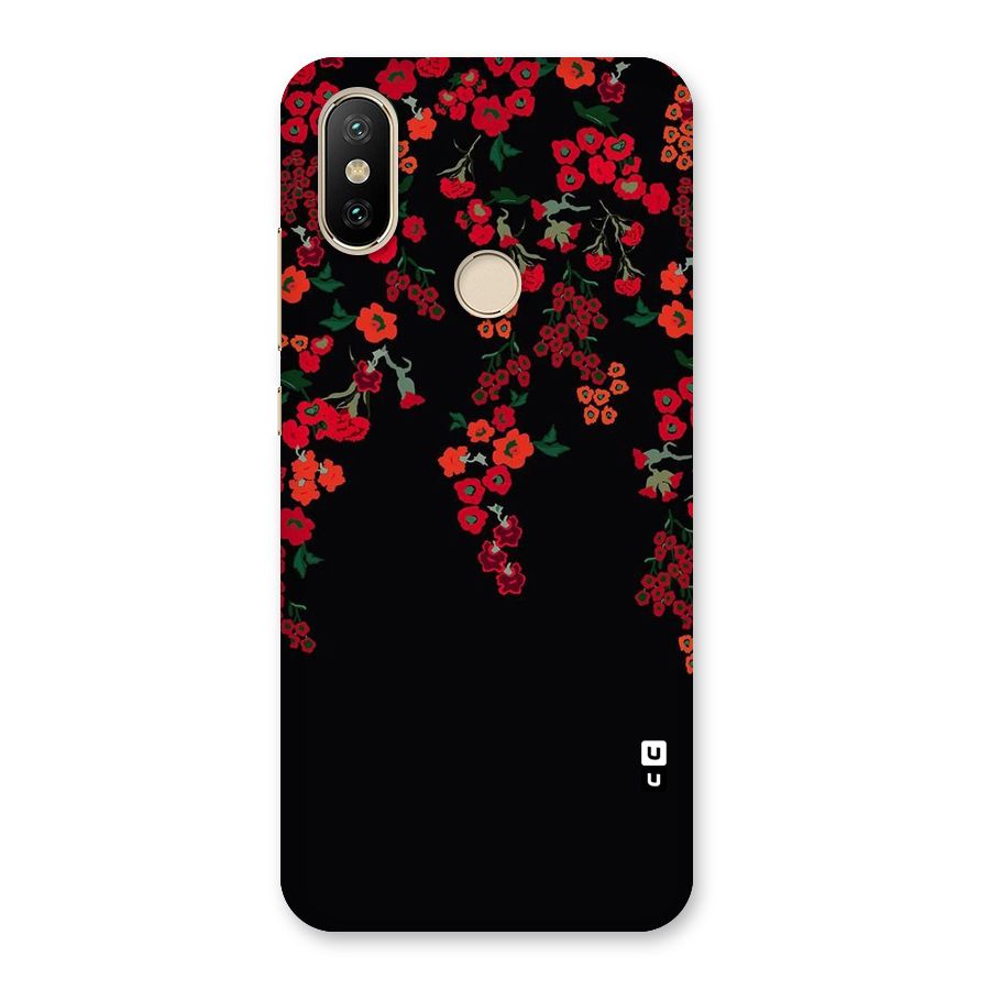 Red Floral Pattern Back Case for Mi A2