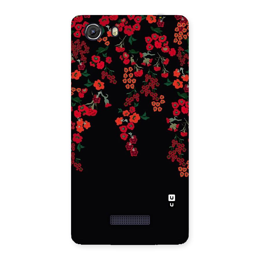 Red Floral Pattern Back Case for Micromax Unite 3
