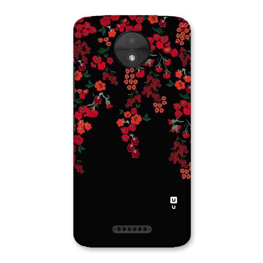 Red Floral Pattern Back Case for Moto C