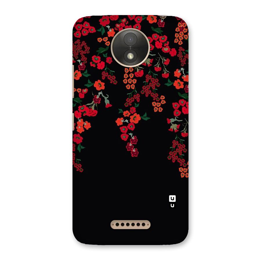Red Floral Pattern Back Case for Moto C Plus