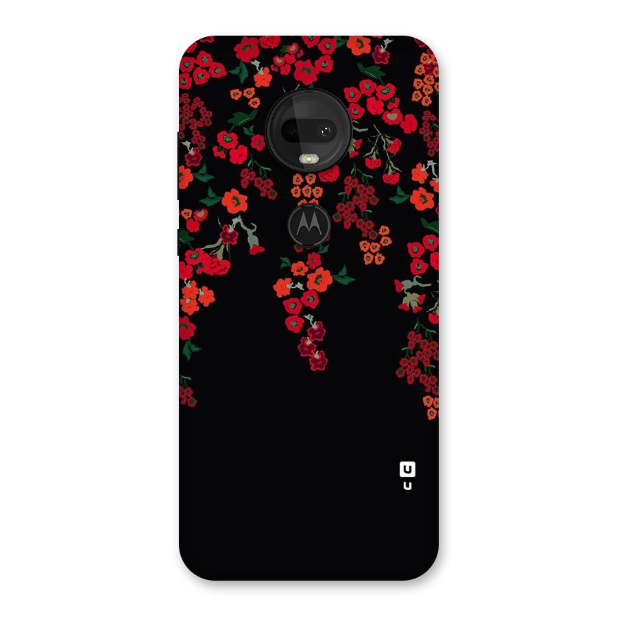Red Floral Pattern Back Case for Moto G7