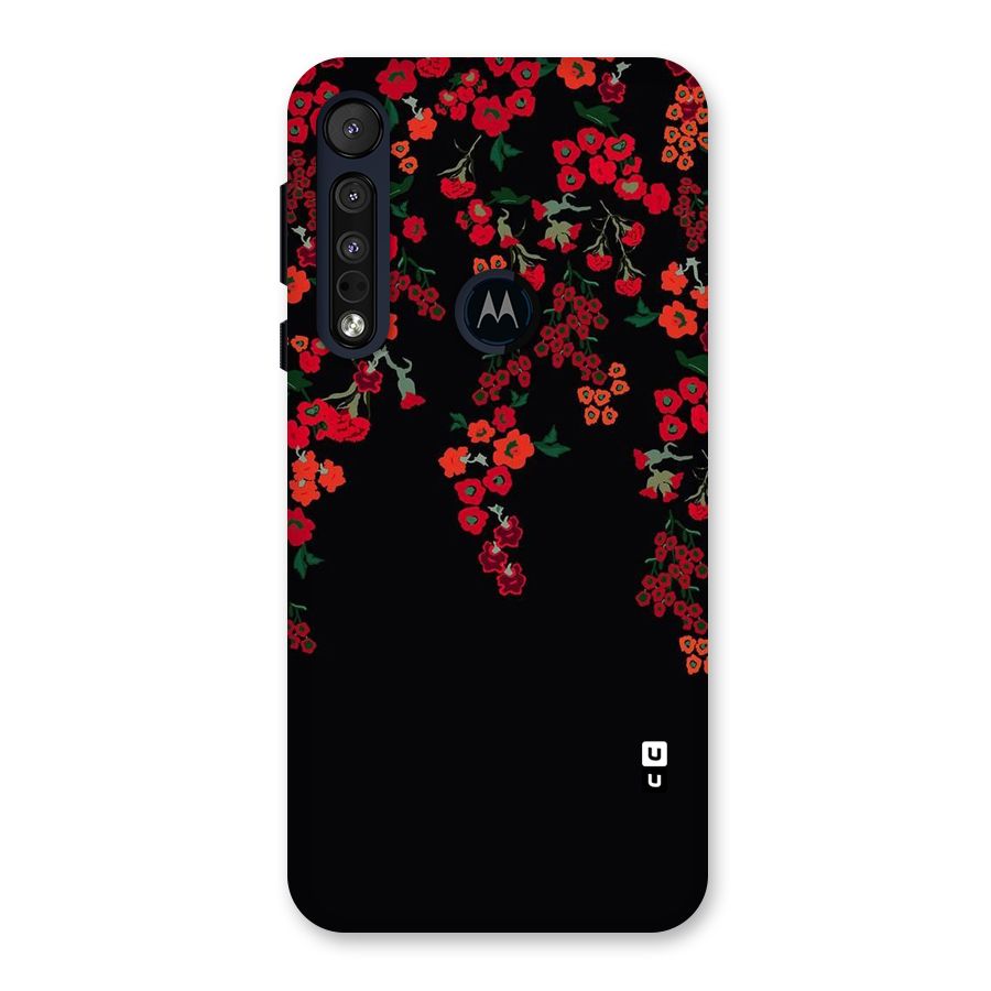 Red Floral Pattern Back Case for Motorola One Macro