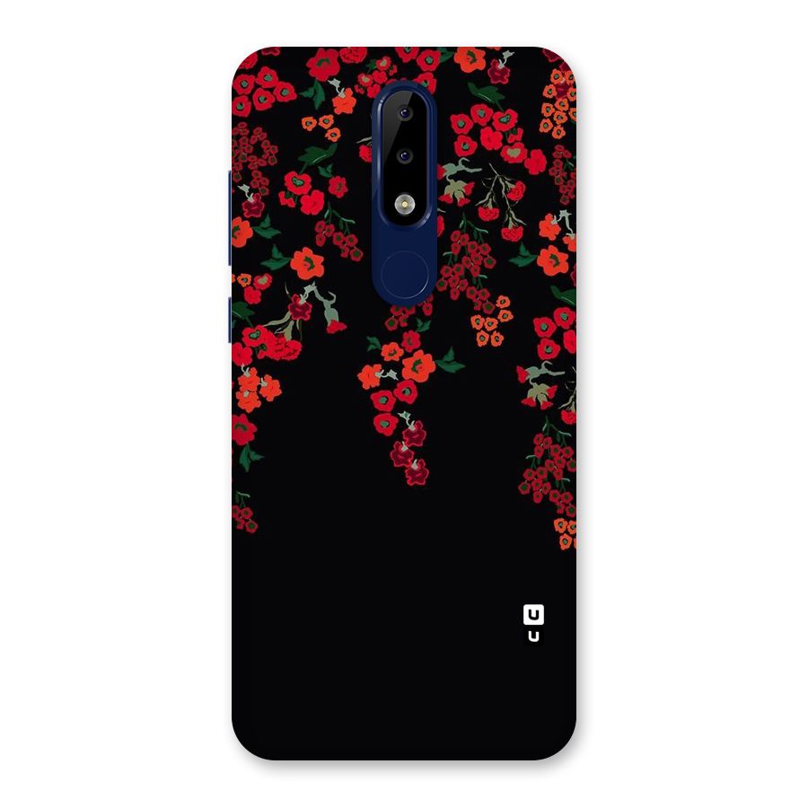 Red Floral Pattern Back Case for Nokia 5.1 Plus