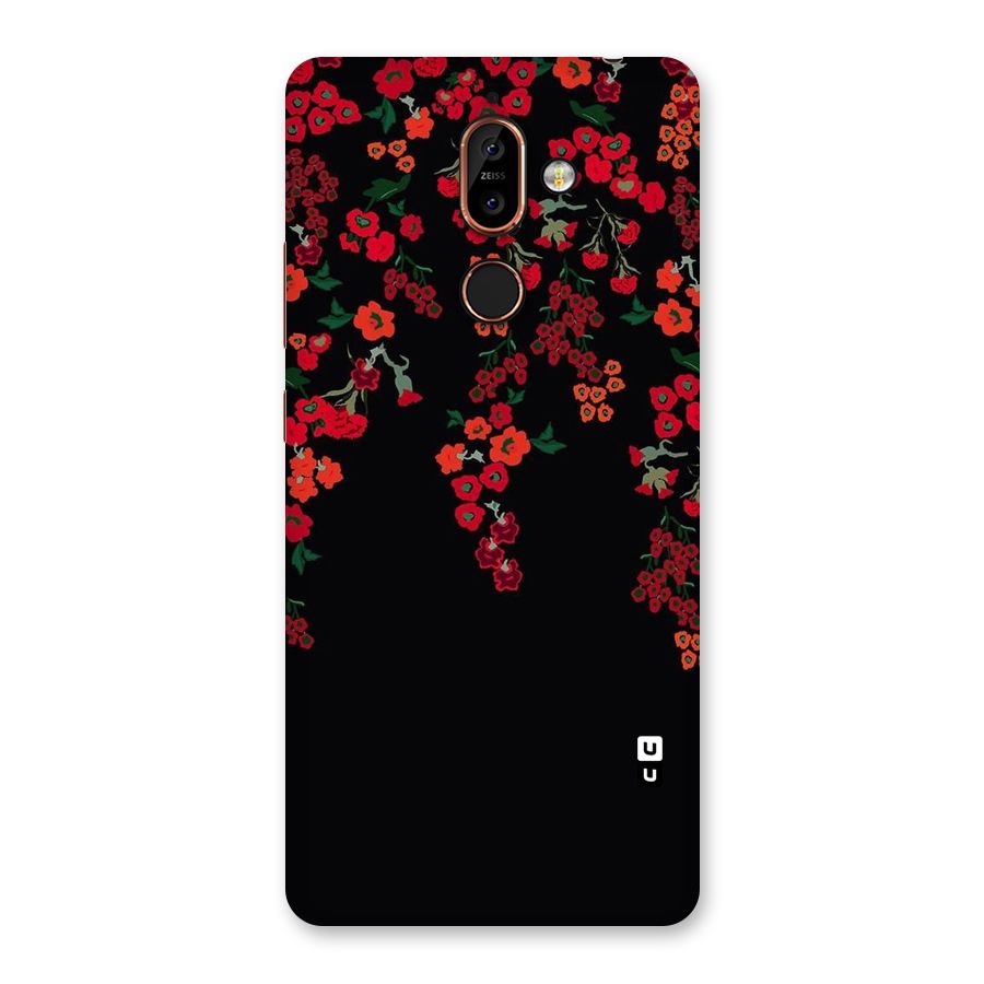 Red Floral Pattern Back Case for Nokia 7 Plus