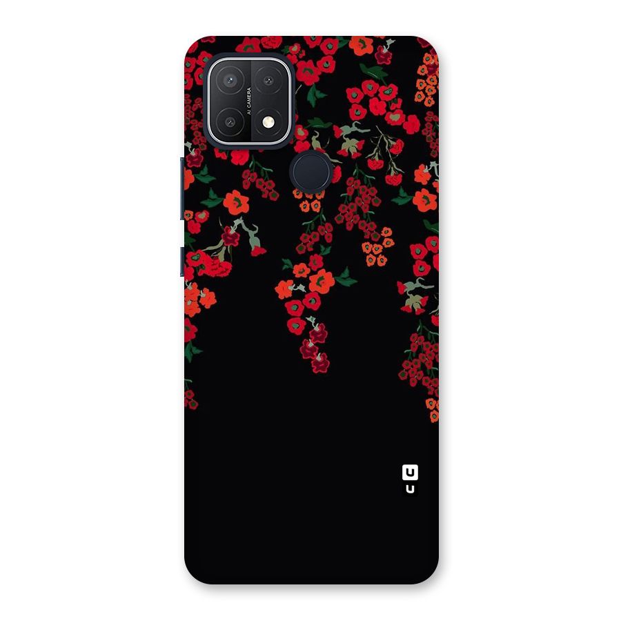 Red Floral Pattern Back Case for Oppo A15