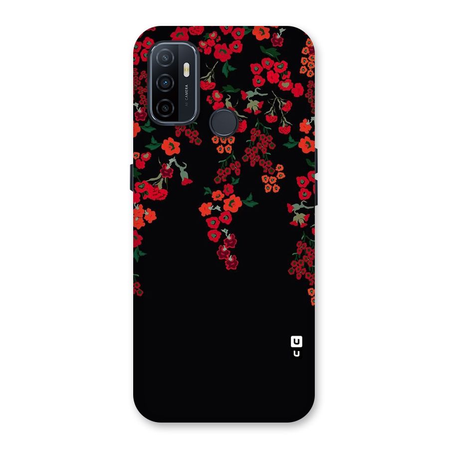 Red Floral Pattern Back Case for Oppo A32