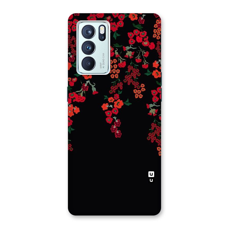 Red Floral Pattern Back Case for Oppo Reno6 Pro 5G