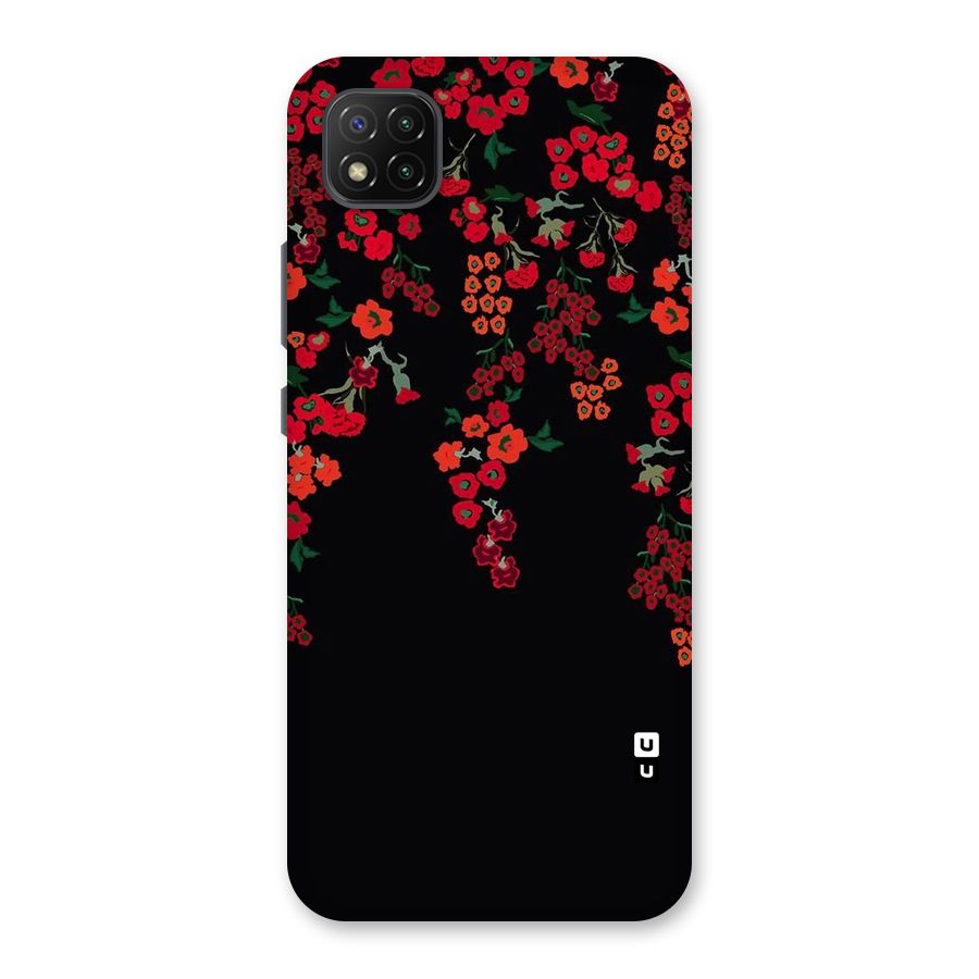 Red Floral Pattern Back Case for Poco C3
