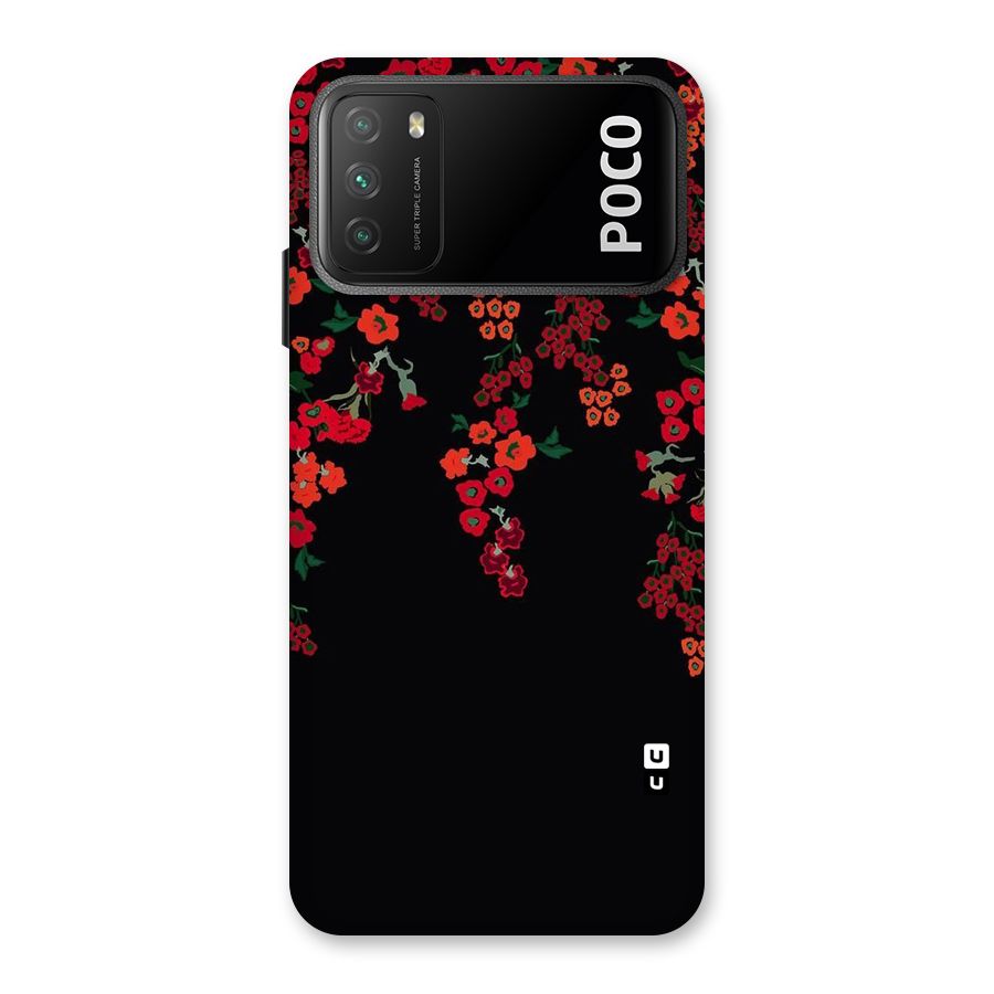 Red Floral Pattern Back Case for Poco M3