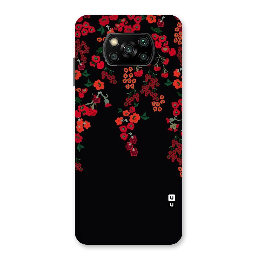 Red Floral Pattern Back Case for Poco X3