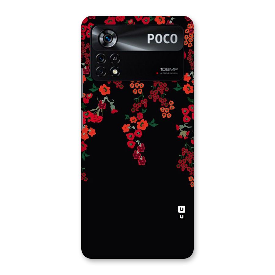 Red Floral Pattern Back Case for Poco X4 Pro 5G