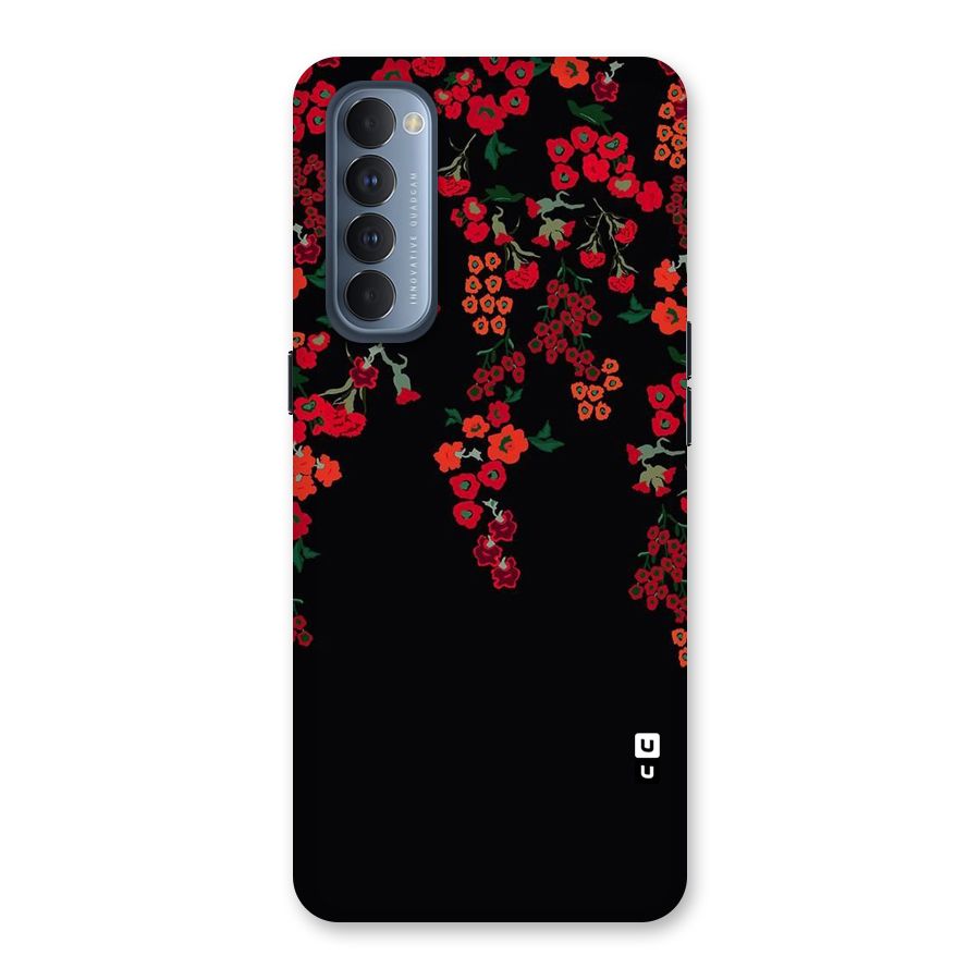 Red Floral Pattern Back Case for Reno4 Pro