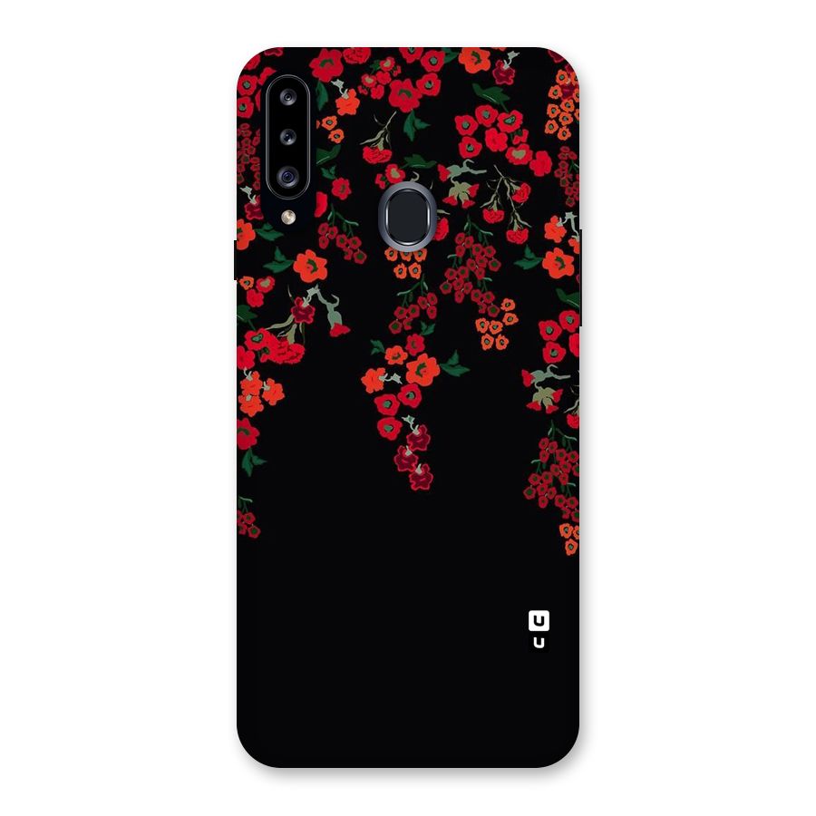 Red Floral Pattern Back Case for Samsung Galaxy A20s