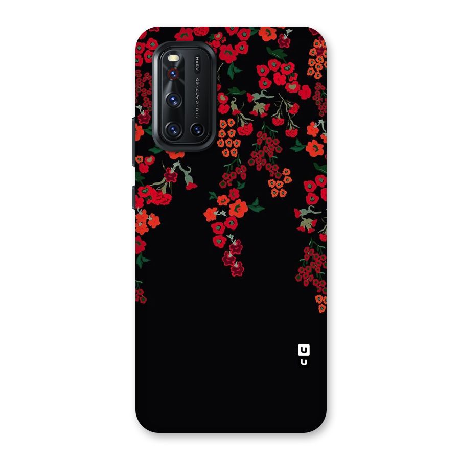 Red Floral Pattern Back Case for Vivo V19