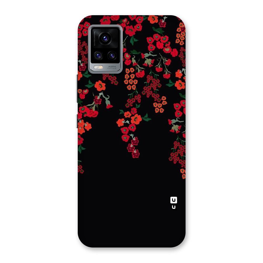 Red Floral Pattern Back Case for Vivo V20