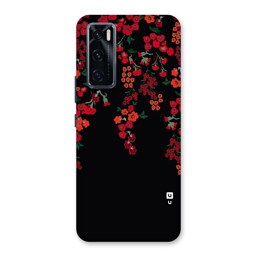 Red Floral Pattern Back Case for Vivo V20 SE