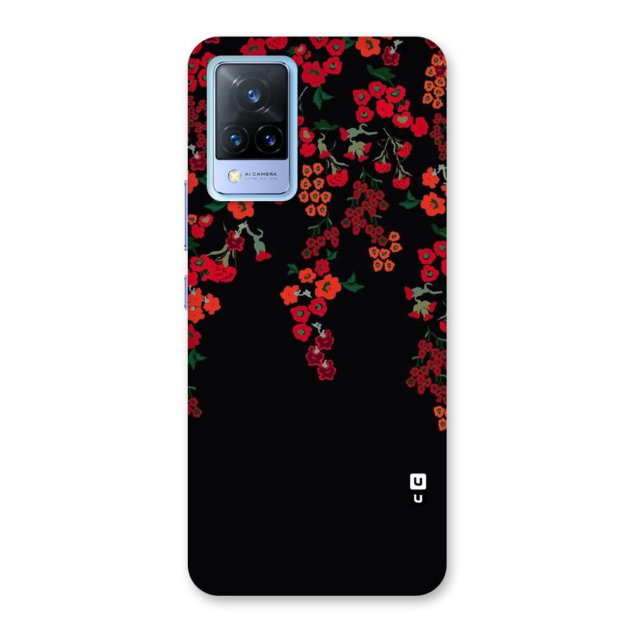 Red Floral Pattern Back Case for Vivo V21 5G