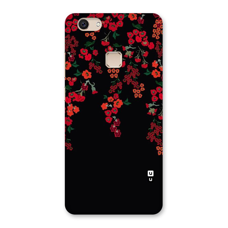 Red Floral Pattern Back Case for Vivo V7